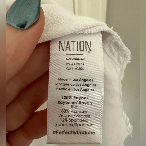 Nation LTD June Sateen V Neck Top in White - Picture 6 of 8